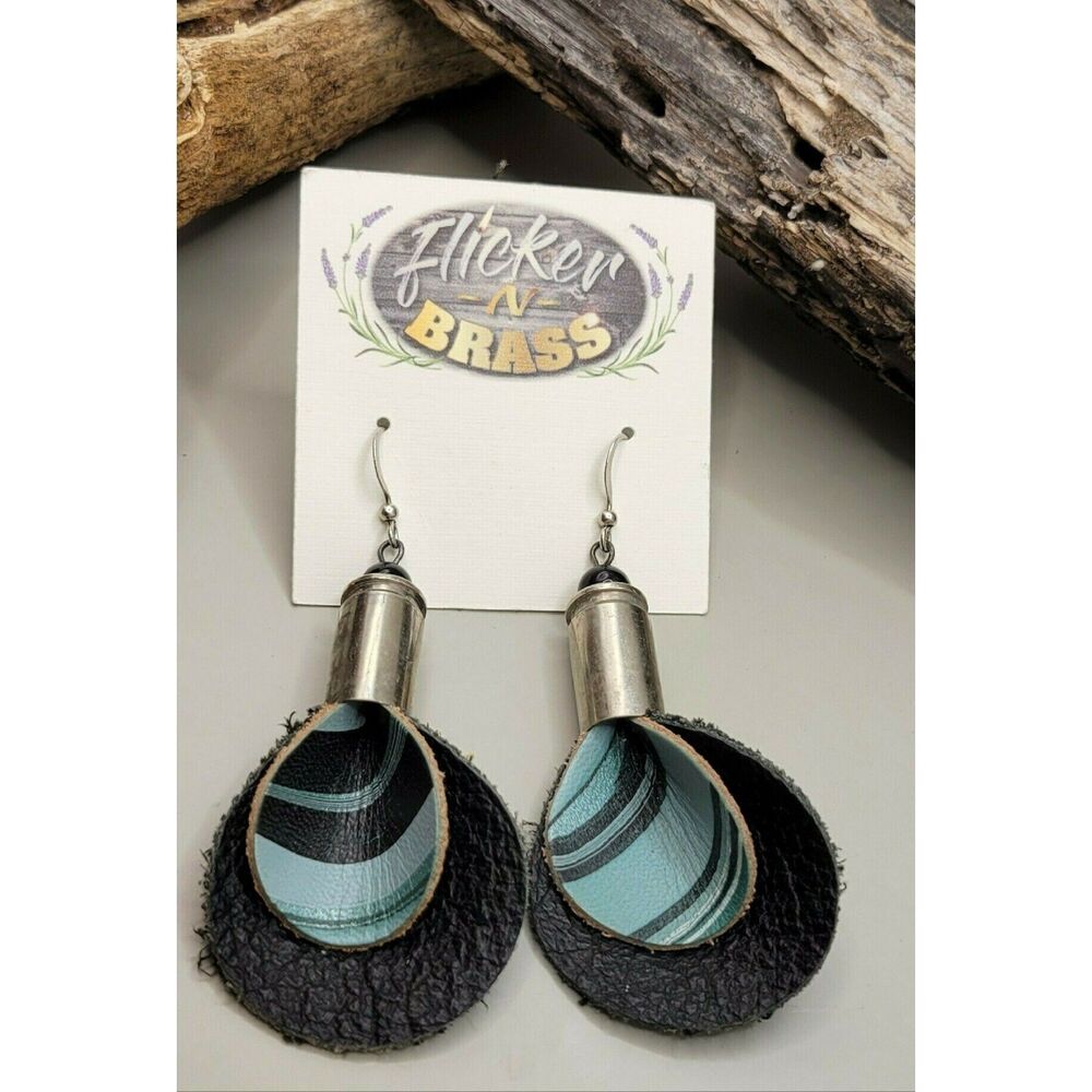 Handmade leather Bullet shell earrings
